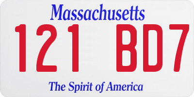 MA license plate 121BD7