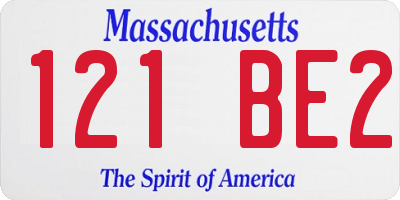 MA license plate 121BE2