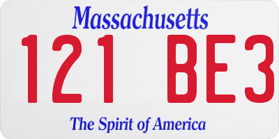 MA license plate 121BE3