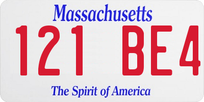 MA license plate 121BE4