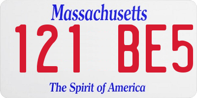 MA license plate 121BE5