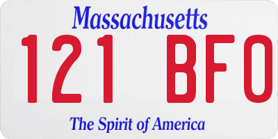 MA license plate 121BF0
