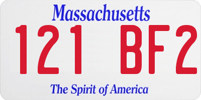 MA license plate 121BF2