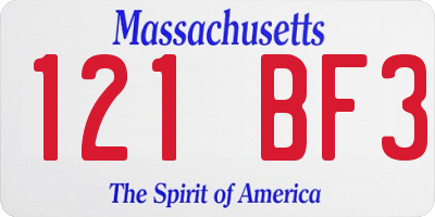 MA license plate 121BF3