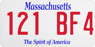 MA license plate 121BF4
