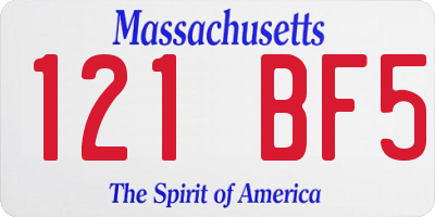MA license plate 121BF5