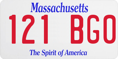 MA license plate 121BG0