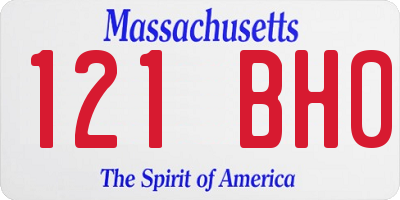 MA license plate 121BH0