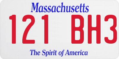 MA license plate 121BH3
