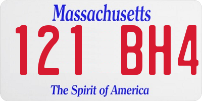 MA license plate 121BH4