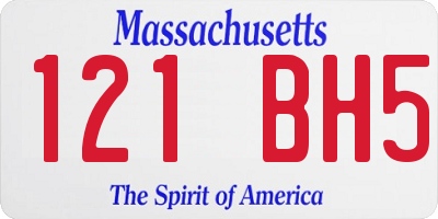 MA license plate 121BH5