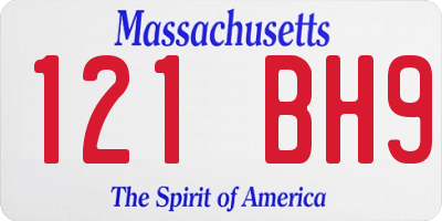 MA license plate 121BH9
