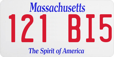 MA license plate 121BI5
