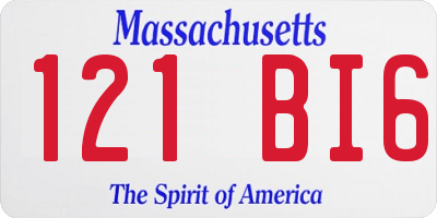 MA license plate 121BI6