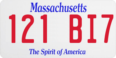 MA license plate 121BI7