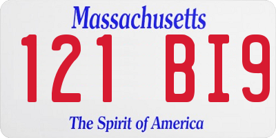 MA license plate 121BI9
