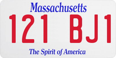 MA license plate 121BJ1
