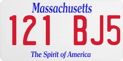 MA license plate 121BJ5