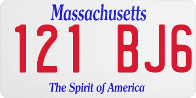 MA license plate 121BJ6