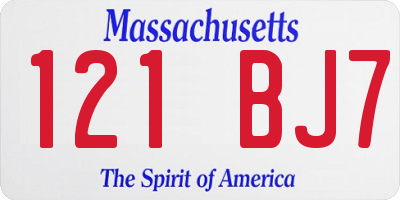 MA license plate 121BJ7