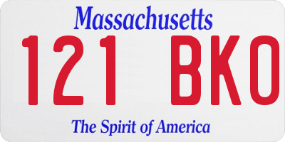 MA license plate 121BK0