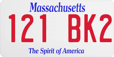 MA license plate 121BK2