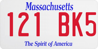 MA license plate 121BK5