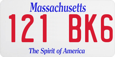 MA license plate 121BK6