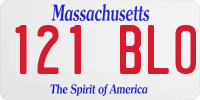 MA license plate 121BL0
