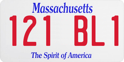 MA license plate 121BL1
