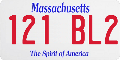 MA license plate 121BL2