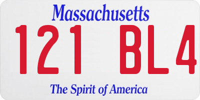 MA license plate 121BL4