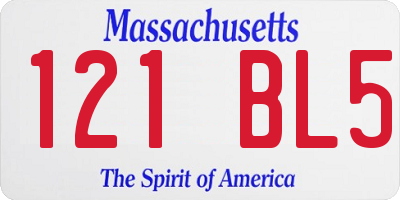 MA license plate 121BL5