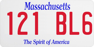 MA license plate 121BL6