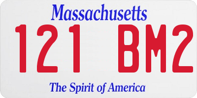 MA license plate 121BM2