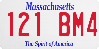 MA license plate 121BM4