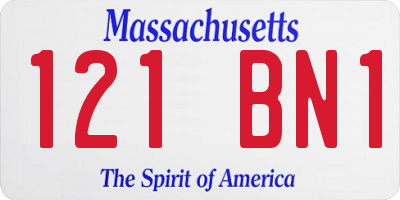 MA license plate 121BN1