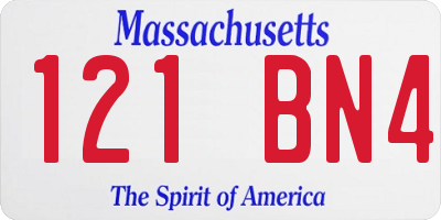 MA license plate 121BN4