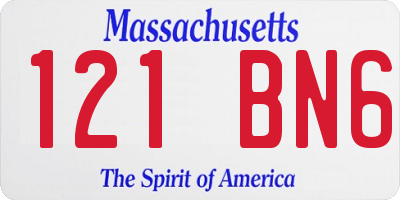 MA license plate 121BN6
