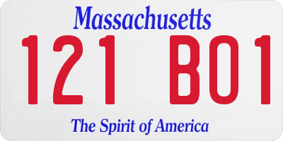 MA license plate 121BO1