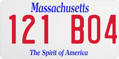 MA license plate 121BO4