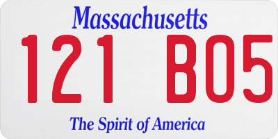 MA license plate 121BO5