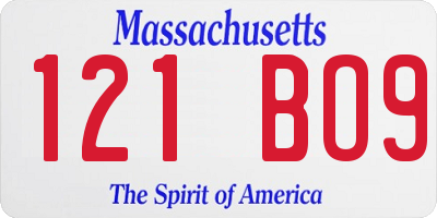 MA license plate 121BO9