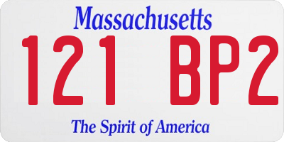 MA license plate 121BP2