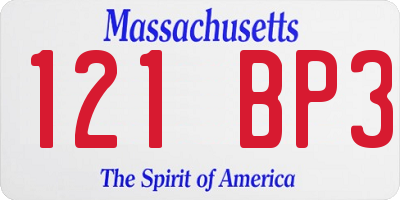 MA license plate 121BP3