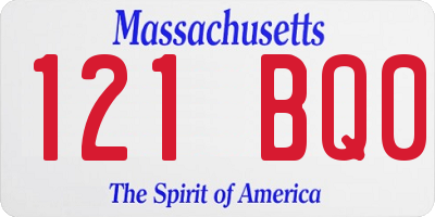 MA license plate 121BQ0