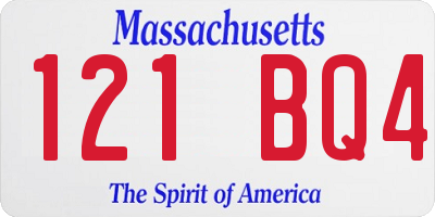 MA license plate 121BQ4