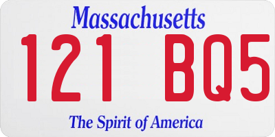 MA license plate 121BQ5