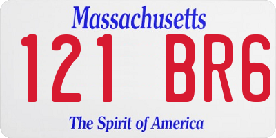 MA license plate 121BR6