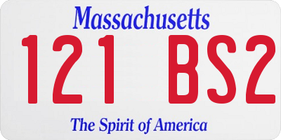 MA license plate 121BS2